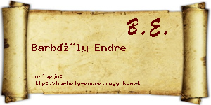 Barbély Endre névjegykártya