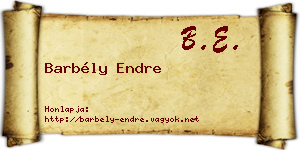 Barbély Endre névjegykártya
